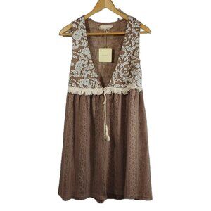 a’reve Anthropologie Tapestry Tunic Layering Vest SZ S